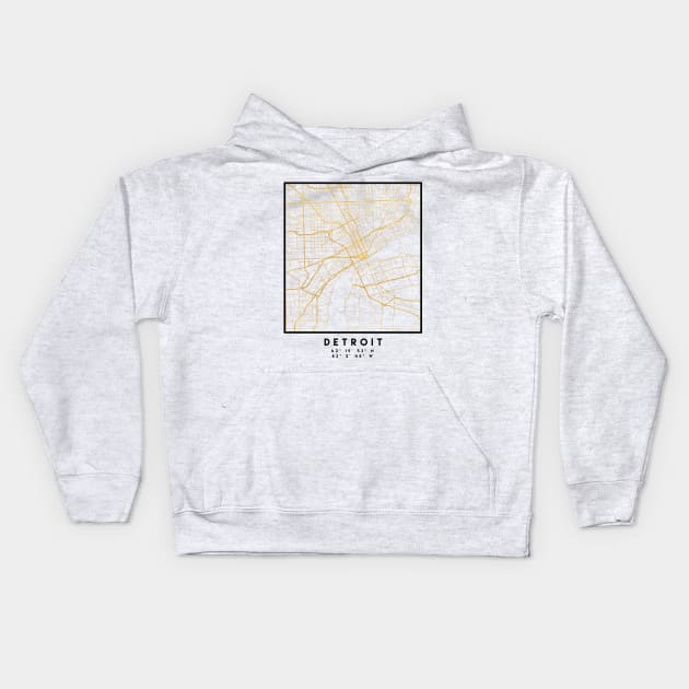 DETROIT MICHIGAN CITY STREET MAP ART Kids Hoodie by deificusArt